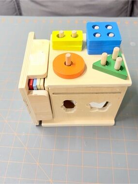 Wooden Shape Sorter Activity Cube - Blue, Green, Orange, Yellow missing parts
